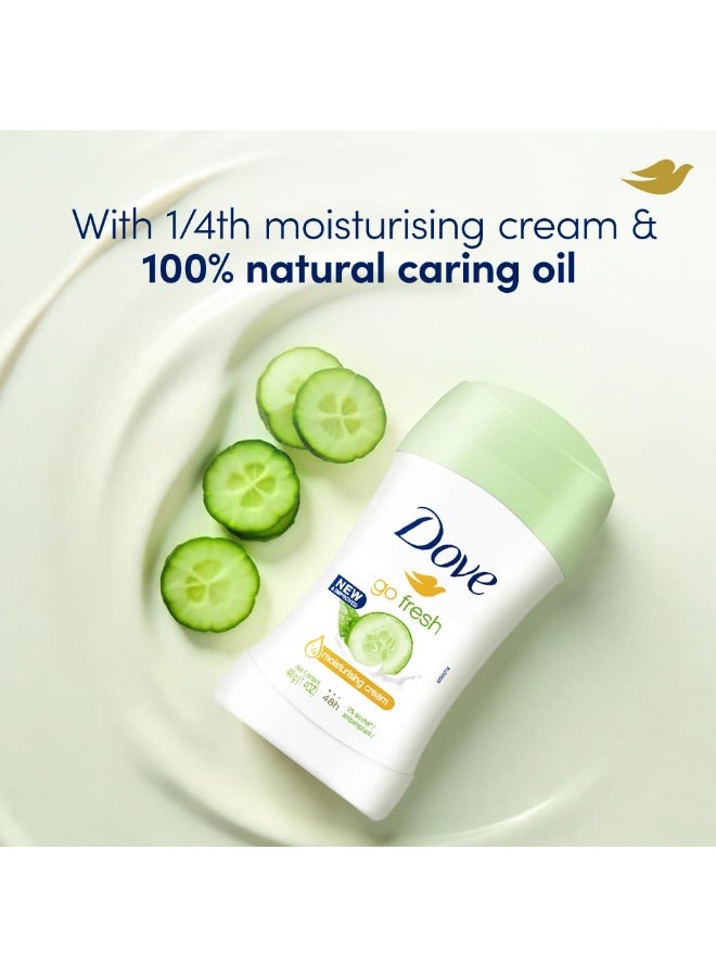 Dove Go Fresh Cucumber & Green Tea Antiperspirant Deodorant Stick | 48-Hour Protection | 1/4th Moisturising Cream & 100% Natural Caring Oil | 40g - Image 2